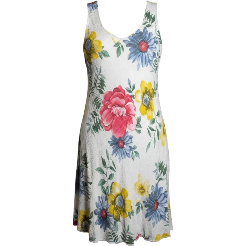 Cherishh Floral Midi Dress Womens M White Excellent Made in Italy Cotton Gauze